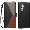 YUECXIN Custodia per Samsung Galaxy A55 5G/Samsung A35 5G, Cover Portafoglio a Libro in Pelle PU Retrò Color Block con Porta Carte, Chiusura Magnetica, Funzione Stand e Laccetto, Nero