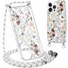 Yirlbey Cover con Cordino per iPhone 16 Pro 6,3, Compatibile con MagSafe, Trasparente Silicone Custodia con Aesthetic Fiore Motivo Disegni, Antiurto Case con Tracolla Collana Catena per iPhone 16Pro