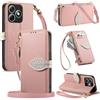 LIAOCY A Tracolla Custodia per Ulefone Note 18 Pro / 18 Ultra, Flip Cover con Portafoglio e Cerniera in Pelle PU[Fibbia Magnetica a Foglia], Anticaduta con Supporto, Pink.
