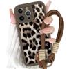 Yirlbey Cover con Cordino Orologi per iPhone 12 Pro 6,1, Silicone Custodia con Aesthetic Leopardata Marrone Disegni, Antiurto Protettiva Case con Tracolla Collana per catena iPhone 12 Pro,mucca 1
