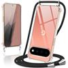 Coiwxmoi Cover per Google Pixel 11 Pro XL con Cordino,Trasparente Custodia con Laccio Tracolla Corda Catena Cinghia,Ultra Morbido Silicone TPU Antiurto Case per Google Pixel 11 Pro XL 6,8, Nero