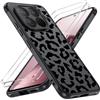 Mkej Leopardata Motivo Cover per Xiaomi 17T 5G con 2 Pezzi Vetro Temperato, Custodia Aesthetic Leopardata Motivo Traslucida Opaca Posteriore con Paraurti in TPU Morbido Sottile Case