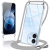 Coiwxmoi Cover per Xiaomi Redmi Note 17 Pro con Cordino,Trasparente Custodia con Laccio Tracolla Corda Catena Cinghia,Ultra Morbido Silicone Antiurto Case per Xiaomi Redmi Note 17 Pro, Grigio Chiaro