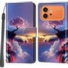 PHINIENLAND Cover per Honor 600/600 Pro custodia portafoglio Alberi | 3 scomparti carte, 1 tasca banconote, Chiusura magnetica, Supporto, Pelle PU flip cover per Honor 600