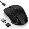 FYBC Mouse Bluetooth senza fili con adattatore USB-A e USB-C da 2,4 GHz, ricaricabile, per MacBook/iPad/PC/computer, 3 DPI regolabili, Silenzioso Portatile, mouse wireless con mouse Jiggler, nero