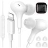 iMangoo Auricolari con cavo Lightning certificato MFi per Apple, auricolari magnetici con bassi HiFi, 3 auricolari e microfono con cavo, per palestra, pendolarismo, casa, per iPhone 14 Plus 13 12 11