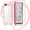 FERLAN Cover per Google Pixel 6a con Cordino, 360 Gradi Antiurto Custodia con Protezione Schermo Integrata Trasparente Rugged TPU Bumper Doppia Protettiva Cover per Google Pixel 6a -Rosa