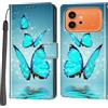 PHINIENLAND Cover per Honor 600/600 Pro custodia portafoglio Turquoise | 3 scomparti carte, 1 tasca banconote, Chiusura magnetica, Supporto, Pelle PU flip cover per Honor 600