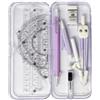 Generic Set da 9 pezzi con bussola geometrica, righello per matematica e geometria, strumenti di misurazione per studenti con custodia trasparente, viola