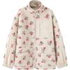 Generico Primavera E Autunno Delle Donne Fiore Stampa Stand Collare Cerniera Giacca in Pile Sottile Moda Sciolto Casual Caldo Versatile Giacca A Maniche Lunghe