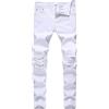Generico Jeans Ragazzo Strappati Neri Pantaloni Jeans da Strada Pantaloni Hip-Hop retrò a Tubo Dritto Slim Fit da Uomo Pantalone Pigiama Cotone