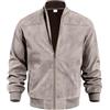 Dhyazqfit Bomber - Giacca bomber da uomo, per le mezze stagioni, leggera, in finta pelle scamosciata, per il tempo libero
