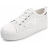 MODSGUE Sneaker bianche da donna, scarpe da passeggio nere, scarpe da trekking bianche, scarpe da corsa estive da donna, leggere, comode, traspiranti, in pizzo, ricamate, casual, estive