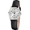 REGENT Orologio da donna con cinturino in pelle, cassa in titanio e fibbia ad ardiglione, piccolo e leggero, numeri arabi 10 bar, al quarzo, diametro 27 mm