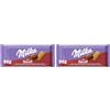 Milka Lotus Biscoff Tavoletta di Cioccolato al Latte con inclusioni di Biscotto Lotus Biscoff Latte 100% Alpino, Cacao Sostenibile Tavoletta 90g (Confezione da 2)