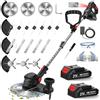 SMILOVII Decespugliatore con batteria da 21 V, decespugliatore e decespugliatore 4 in 1, 24000 giri/min, con 2 batterie da 2,0 Ah, ruote, testa girevole a 90° e display LCD (serie professionale)