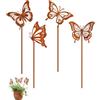 LOZTBUE Garden Stakes Farfalle in Metallo Rustico 4 Pezzi Decorazioni da Giardino Esterne per Aiuole Vasi e Terrazzo Sculture Animali da Giardino Effetto Ruggine Accessori Primaverili per Esterno