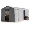 TOOLPORT Tendone deposito 6x12 m Tendone Industriale Tendostruttura con Altezza Laterale 4m Grigio telone in PVC 850 N Impermeabile utilizzo continuativo con portone Scorrevole