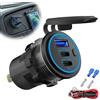 Dripio Caricabatterie USB da 12V, con tecnologia PD3.0 e QC3.0, 2 porte, con interruttore