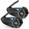 Dripio Auricolari Bluetooth per caschi da moto, confezione da 2, portata di 1000 metri