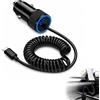 Dripio Caricabatterie da 38 W, adattatore USB-C con cavo a spirale, colore nero