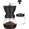 Home Markt24 Macinacaffè a mano con macina in ceramica - Macinacaffè manuale per caffè, pepe, sale e spezie, grado di macinazione regolabile, contenitore in vetro con coperchio, nero