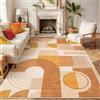Generico Tappeto Quadrato,Decorazione autunnale moderna arancione, beige, gialla, 100 x 100 cm, Pelo Corto, Facile Da Pulire, Soggiorno Camera Ingresso Corridoio,