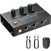 YGiTK Mini mixer audio, mixer stereo a 2 canali da 1/4 e 1/8 TSR jack di ingresso uscita audio, mixer di linea stereo/mono controllo indipendente e interruttore per chitarre, basso, tastiere, microfono