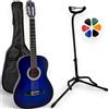 Amrova - Set Chitarra Classica 3/4 Bambino 8-12 anni Mancino + Custodia + Supporto da Terra Pieghevole + 6 Plettri - Corde Nylon, Consegnata Accordata (Blu, 3/4, Mancino)
