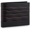 Audi collection Audi Sport portafoglio in pelle con protezione RFID, nero e rosso | Sette scomparti per carte, due per banconote e portamonete con bottone