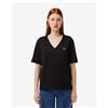 Lacoste T-shirt Lacoste V Neck Logo manica corta nero donna - 42