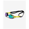 Arena Occhiali da nuoto Arena Cobra Edge neri e gialli con lenti specchiate viola.