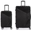 EZZYROL Valigia rigida in ABS leggera a 4 ruote con serratura a combinazione TSA, cabina media, grande, XXL, trolley da viaggio rigido e set, Nero , set da 2, Valigia