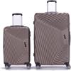 EZZYROL Valigia rigida in ABS leggera a 4 ruote con serratura a combinazione TSA, cabina media, grande, XXL, trolley da viaggio rigido e set, Marrone, set da 2, Valigia