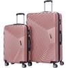 EZZYROL Valigia rigida in ABS leggera a 4 ruote con serratura a combinazione TSA, cabina media, grande, XXL, trolley da viaggio rigido e set, Oro rosa, set da 2, Valigia
