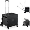 Relaxdays Carrello per Spesa Montascale, 50 kg Carico, Manico e Coperchio, Carrellino Trolley Portaspesa, Nero