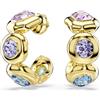 Swarovski Orecchini a Cerchio Gema, Taglio Misto, Placcato Color, Multicolore, Oro