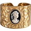 Lady Mirage unique & handmade Anello vintage da donna dorato, a fascia larga, placcato oro, anello in oro martellato, anello cammeo, anello in acciaio inox da donna, stile vittoriano, anello cammeo da donna, in oro, fatto a mano