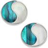Kiara Jewellery Orecchini a lobo Yin Yang intarsiati con conchiglia di abalone paua bluastro e madreperla, ipoallergenici.
