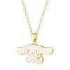 Hello Kitty Sanrio Cinnamoroll - Collana da donna con ciondolo 3D smaltato a cannella, 45,7 cm, oro 18 carati, con licenza ufficiale, in ottone e cristallo