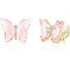QUKE Orecchini a clip in cristallo a forma di farfalla, per donne e ragazze, 2 cm, Zinco