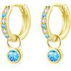 Bewenda Orecchini a cerchio in argento 925 con ciondolo rotondo, orecchini a cerchio in argento sterling 925, con zirconi 5A, ipoallergenici, piccoli orecchini rotondi da appendere, orecchini per