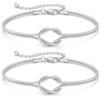 Milacolato Bracciali Coppia con Nodo Regolabile Regalo Bracciale Donna | Oro 18 Carati Placcato Argento Bracciali Donna,Ipoallergenico Regalo Migliore Amica,Regali Fidanzata San Valentino 2PZ Or