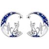 BerriBling Orecchini Gatto Donna Argento 925 Luna Ipoallergenici, Originali per Amanti degli Animali, Gioielli per Pelli Sensibili, Idea Regalo per Donna