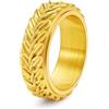 Mesnt Uomo Anello Promessa Acciaio Inossidabile | Anello filatore in rilievo in foglie di grano per uomini 8MM, stile punk