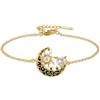 Cupimatch Bracciale Sole Luna Dorato: 14 K Smalto Nero Zircone, Opale Cuore Astrale Boemia, Regalo Compleanno Donna Ragazza