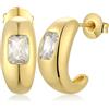 Miaofu Orecchini a Cerchio 18k Oro Bianco Placcata Argento Zirconi Simulato Diamante Brillanti per Donna