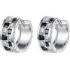 Unified Jewellery Orecchini a cerchio in argento Sterling 925 da donna, intarsio con zirconi bianchi e neri, classici piccoli cerchi, ipoallergenici ed eleganti gioielli regalo 318