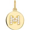 amor - Ciondolo per Catenina da Donna in Argento 925 - Placcato Oro/Dorato - con Zircone - Design Lettera M - AMR-P0016