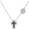 Casavola Collana croce Angelus oro bianco e zaffiri con diamanti